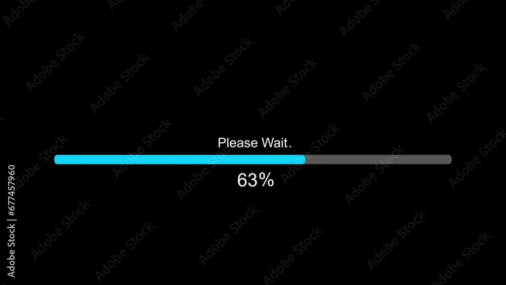 Please Wait bar progress animation loading transfer download 0 to 100%.
