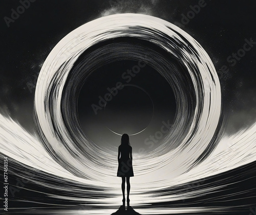 A woman staring at an abyss.