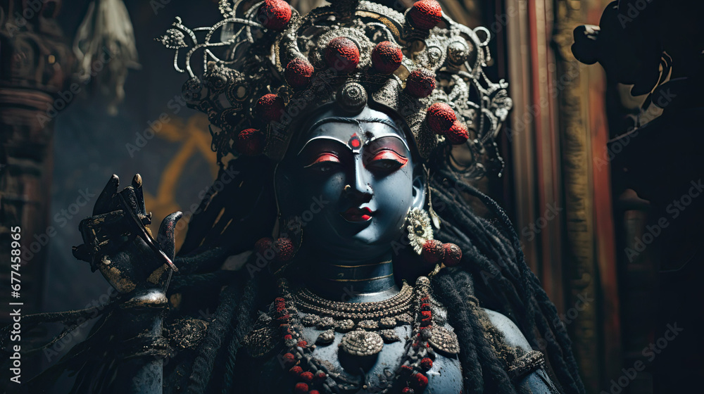 Goddess Kali idol in temple - obrazy, fototapety, plakaty 