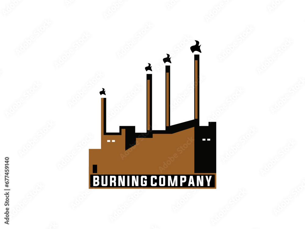 Building with chimney, factory logo symbol