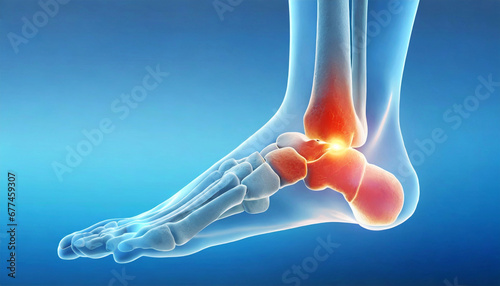 3D Visualization Illustration of the Anatomy of the Human Ankle, Human Ankle Anatomy Functions of the Human Ankle, Generative AI