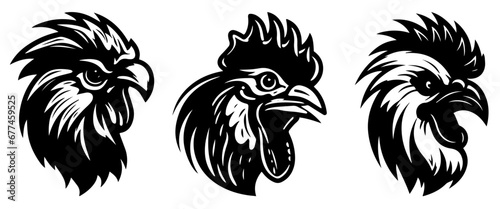 black and white rooster silhouette 