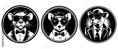 vintage rat silhouette for logos