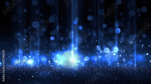 Dark Blue Particles Night Awards Background. Abstract Blue Particle Glitter Luxury Background  blue bokeh background Happy New Year Celebration 2024 Sparkles Banner  