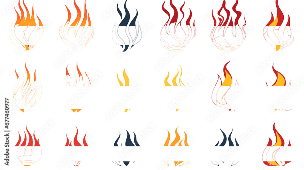 Set vector illustration flames various simple