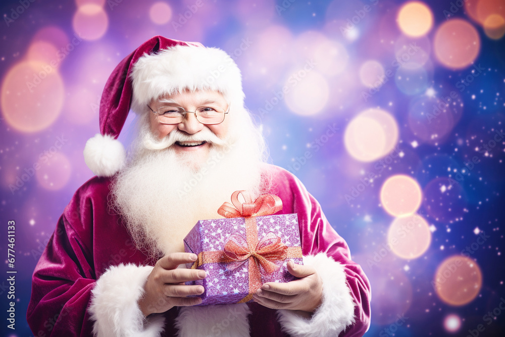 Santa Claus with a Christmas gift box Santa Claus with a Christmas gift box