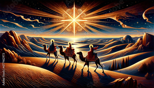 Fotografija Desert Illumination: Magi Following the Bethlehem Star