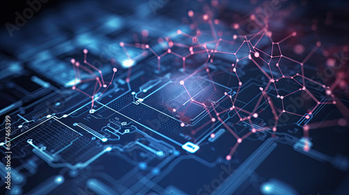 Motherboard Circuit Background. Virus detected over circuit board. Worm, cyber attack, antivirus, firewall alert and danger warning concept