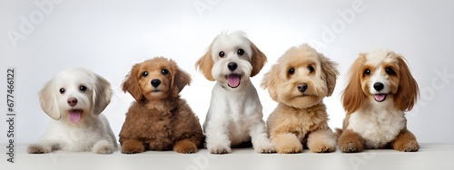 group of puppies cute dog banner © kittima