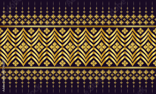 Seamless pattern with applied Thai pattern elements for printing on fabric or paper or wallpaper.