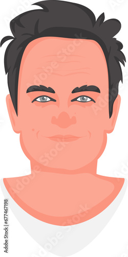 Detailed face, avatar of a handsome man. Cartoon style