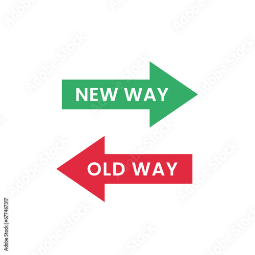 Free Download Old and New Way Arrows in Opposite Directions. Red and green arrows on white background - GFXLoad