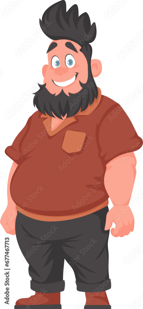Fat man posing and smiling. Overweight guy is cute, body positivity theme. Cartoon style Fat man posing and smiling. Overweight guy is cute, body positivity theme. Cartoon style