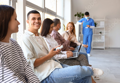 Patients waiting for their turn at hospital photo