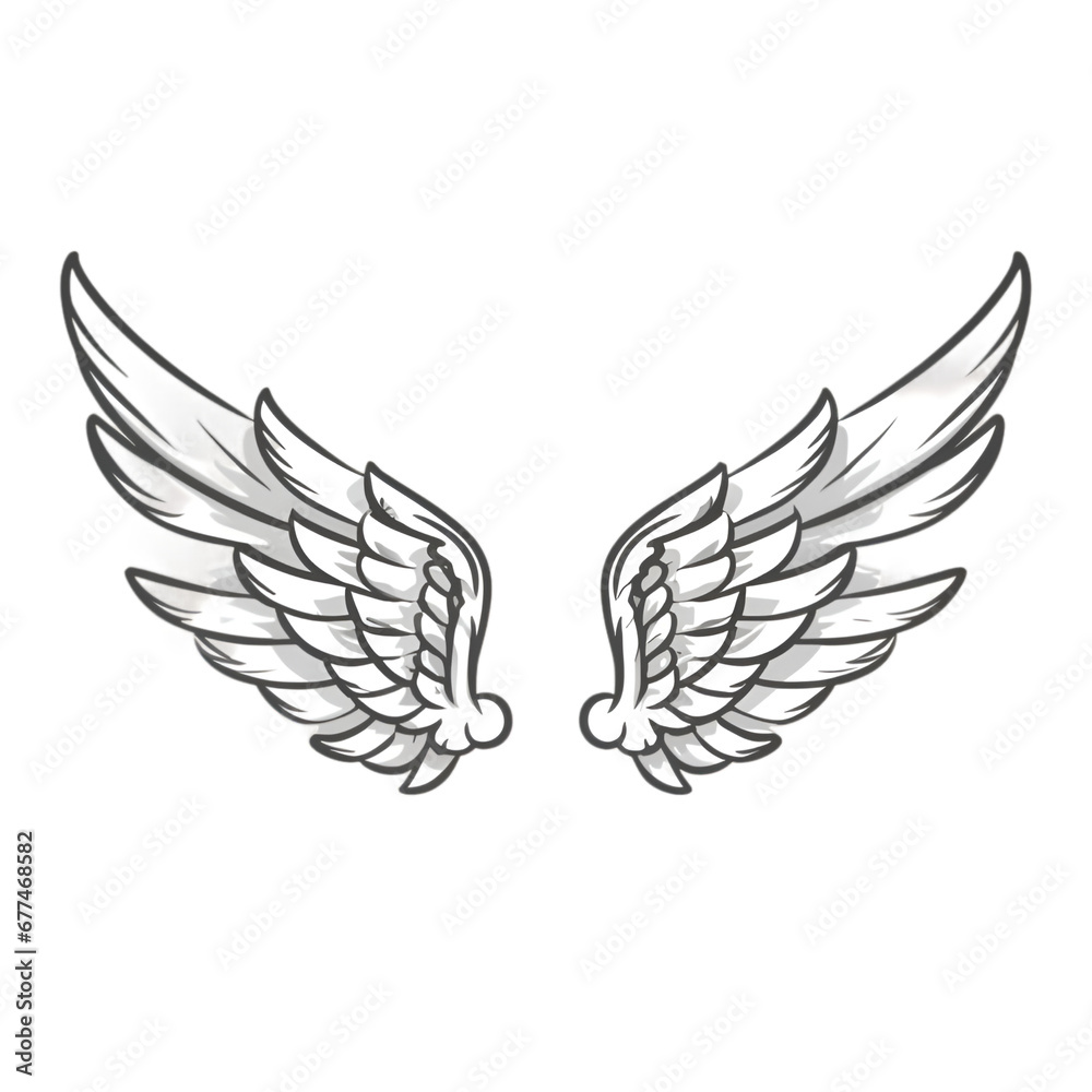 Fototapeta premium A birds wings golden and white background 3d render generative Ai