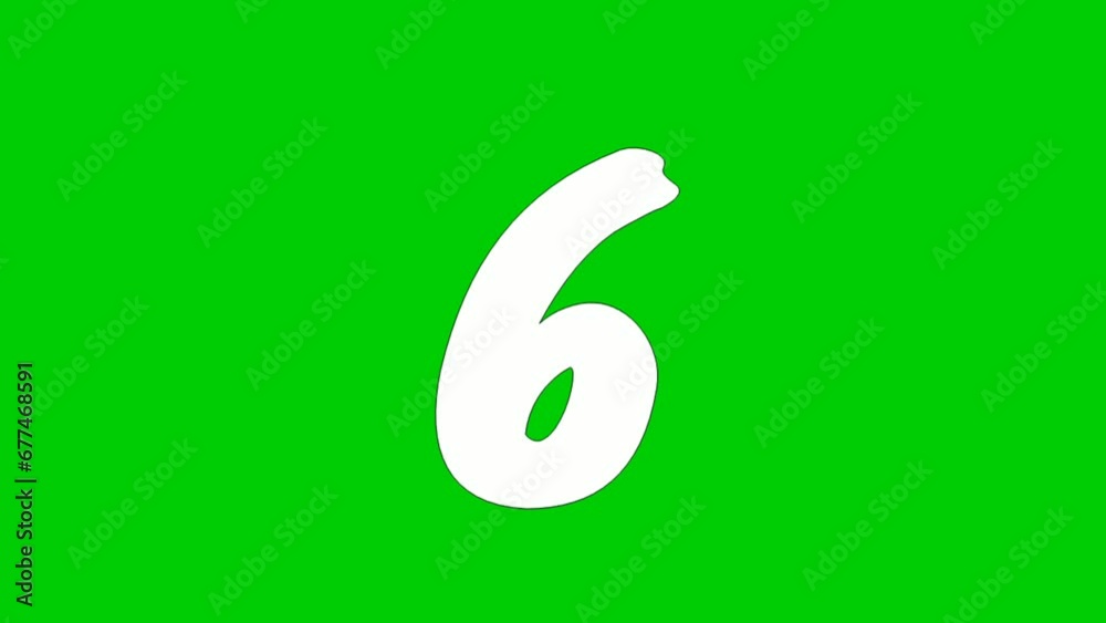Countdown cartoon number ten 10 to one 1 motion graphics animation on white background for video elements