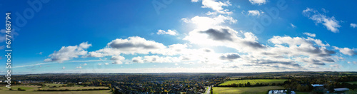 Aerial Panoramic View of Letchworth City of England Great Britain.