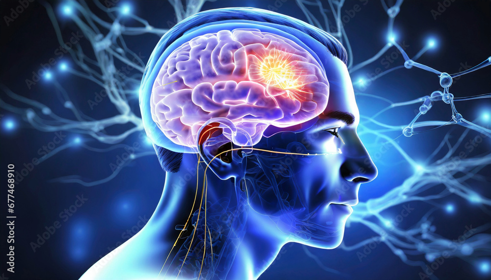 3D Visualization Illustrating the Active Anatomy of the Human Brain, 3D Visualization Spotlight on the Active Dynamics of the Human Brain, Generative AI 3D Visualization Illustrating the Active Anatomy of the Human Brain, 3D Visualization Spotlight on the Active Dynamics of the Human Brain, Generative AI