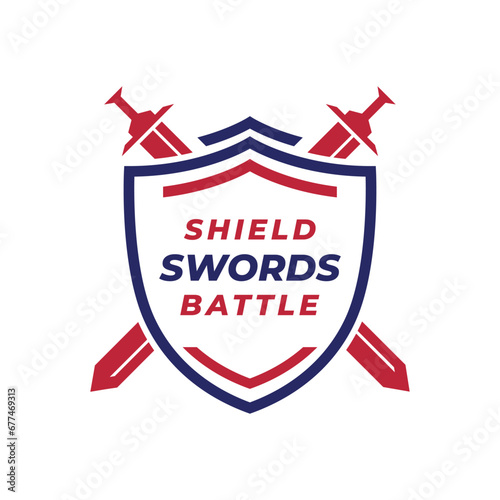 Swords Shield Logo design concept modern simple flat logo concept
