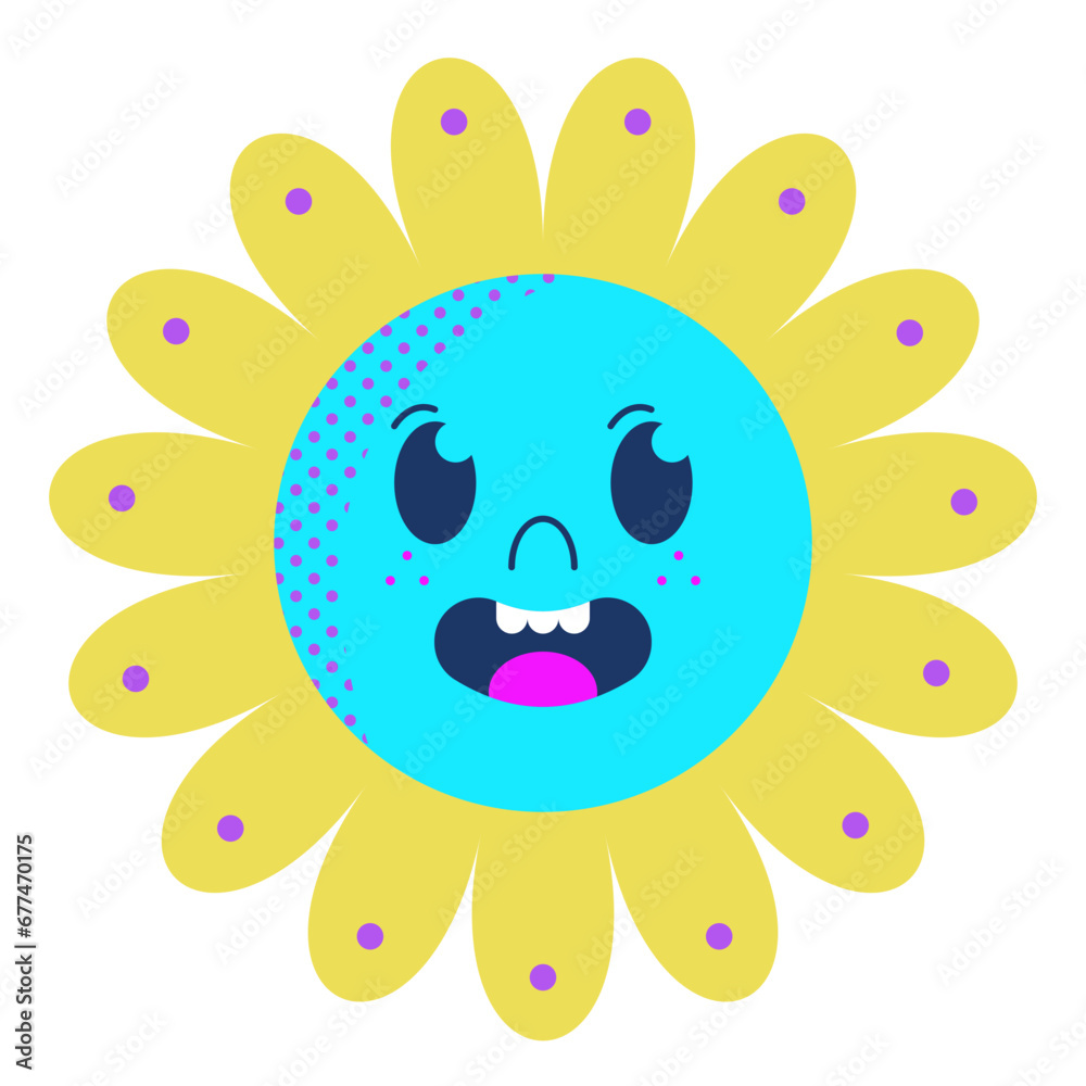 Obraz premium Sun flower Retro Icon Element