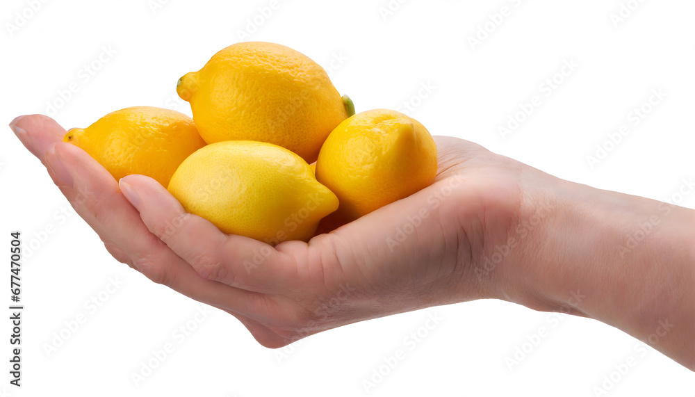 lemon heap in hand path isolated on white lemon heap in hand path isolated on white