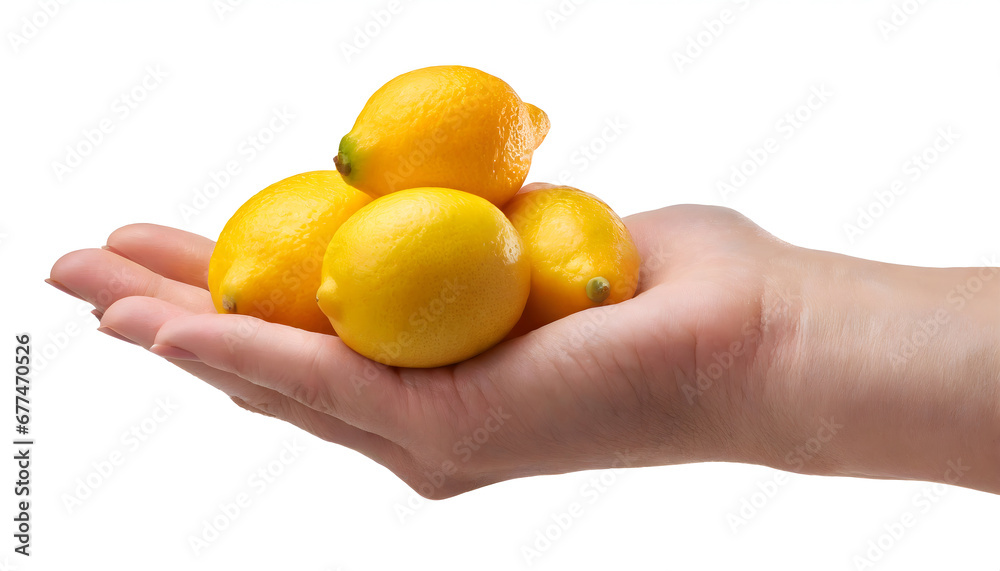 lemon heap in hand path isolated on white lemon heap in hand path isolated on white