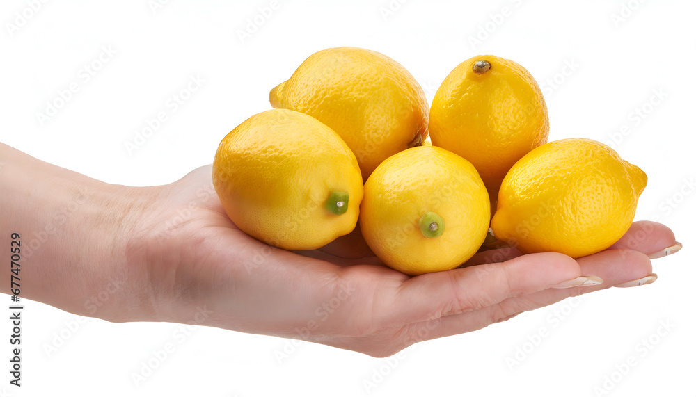 lemon heap in hand path isolated on white lemon heap in hand path isolated on white