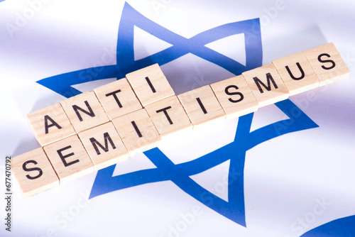 Obraz na plátně Flagge von Israel und Antisemitismus