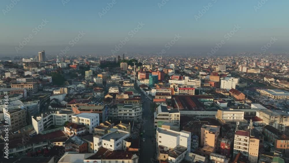 Early morning aerial view of Antananarivo city center. Madagascar Early morning aerial view of Antananarivo city center. Madagascar