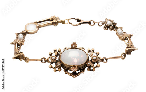 Antique Locket Bracelet on transparent background, PNG Format