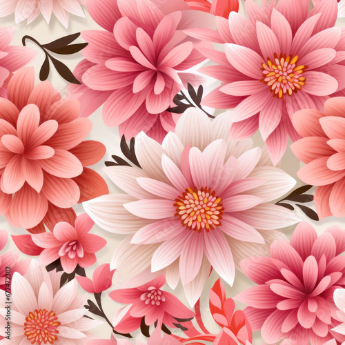 seamless pattern with pink flowers