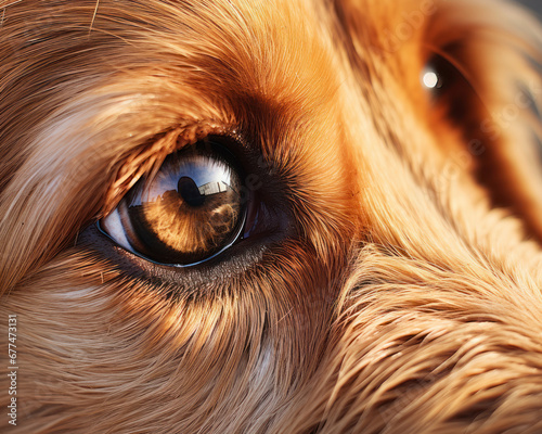 Close up picture of golden retriever eyes