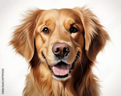 golden retriever dog portrait on white background