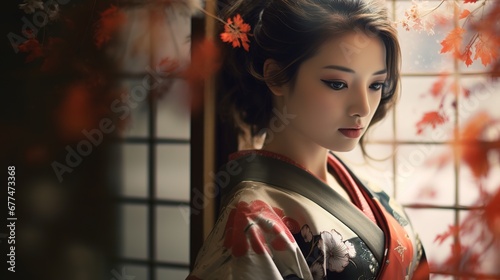 living in the traditional way. A woman in kimono