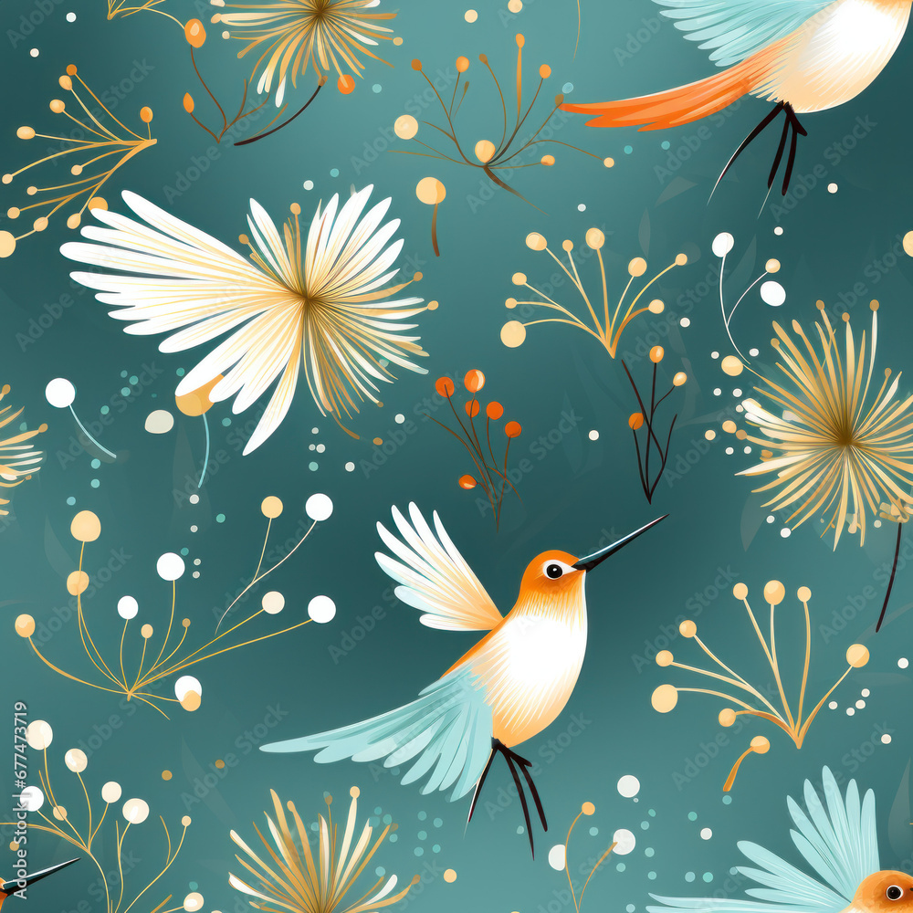 Seamless cartoon background of birds