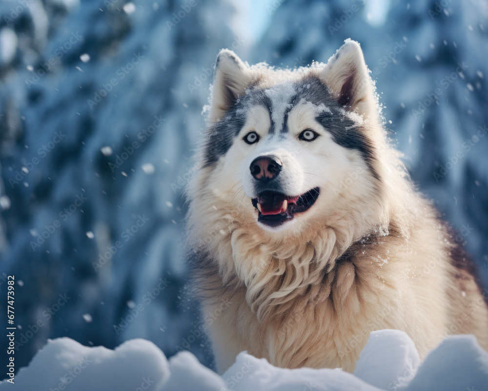 husky in snow husky in snow