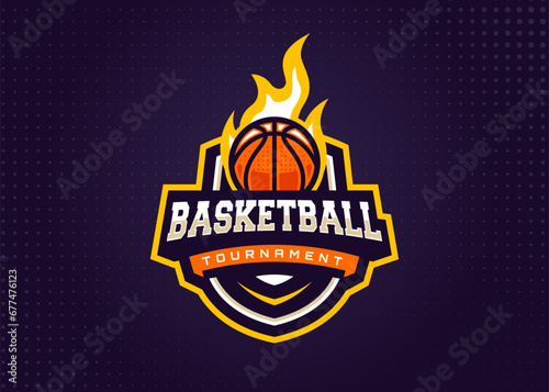 Basketball Sports Logo Template for Sports Team and Tournament
