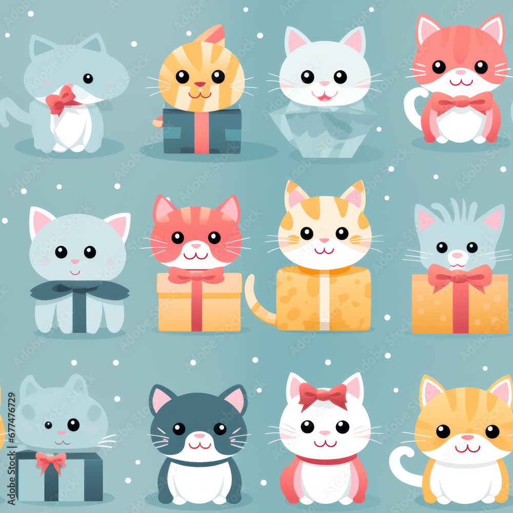 Seamless Pattern of Kittens Seamless Pattern of Kittens