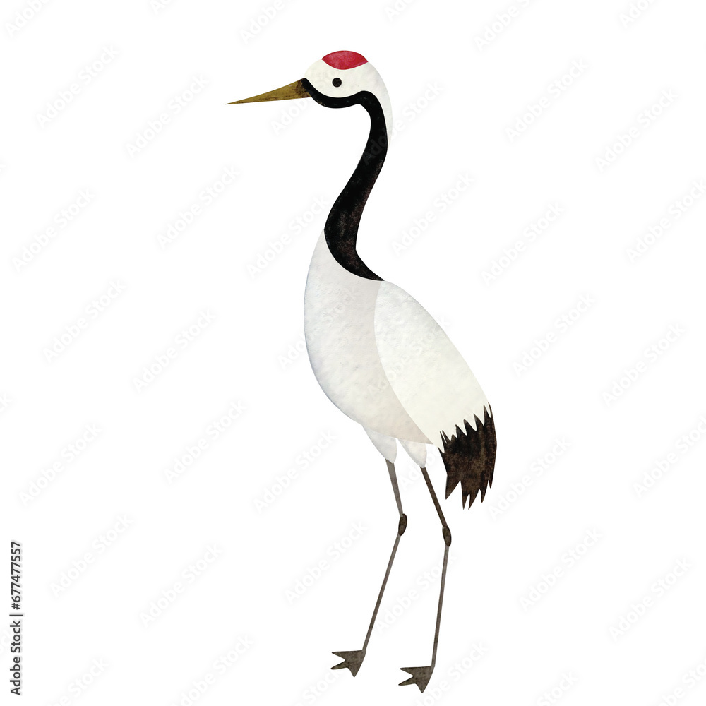 Obraz premium シンプルな水彩手書きの鶴のイラスト