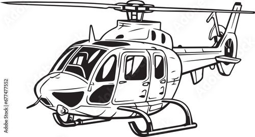 Helicopter Line art coloring book page design