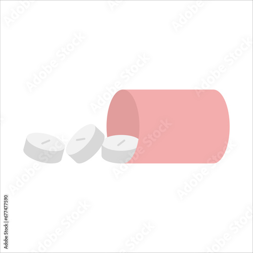 Pill bottle icon in flat style. Medical capsules vector illustration on white isolated background. Pharmacy sign business concept.