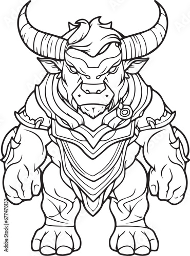 Wallpaper Mural Bull in a suit line art coloring page design Torontodigital.ca
