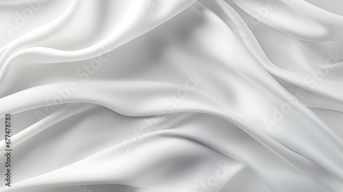 Abstract white silk luxury cloth. Liquid wavy or wavy folds of grunge silk texture satin velvet material. Creases of satin, silk, cloth luxurious background or elegant wallpaper. Generative AI