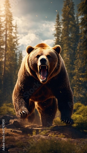 angry bear, cinematic, 8k