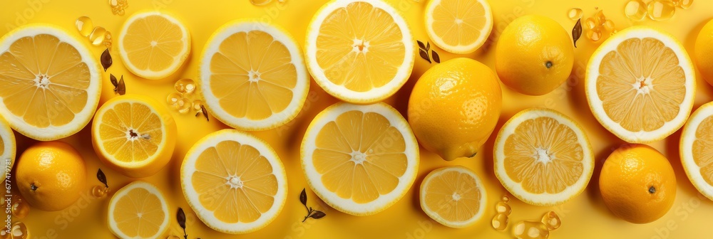 Fresh Yellow Lemon Slice Cuted Use , Banner Image For Website, Background Pattern Seamless, Desktop Wallpaper