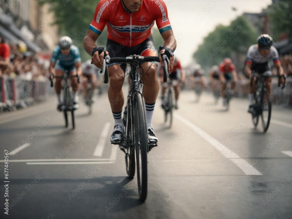 Fototapeta premium Bicycle race in urban style Generative AI