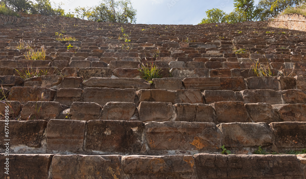 Ancient ruins on plateau Monte Alban in Mexico