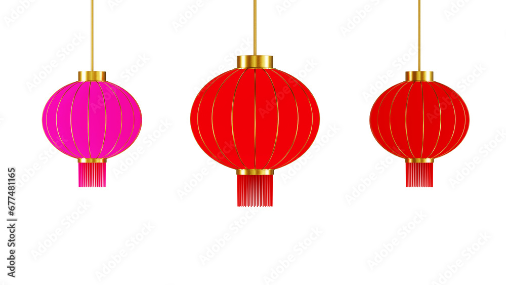chinese new year lanterns red and pink color 3D rendering chinese new year lanterns red and pink color 3D rendering