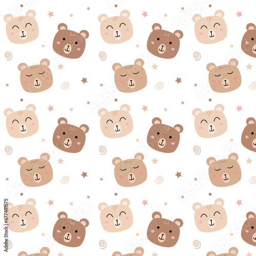 Cute pattern with bears and stars