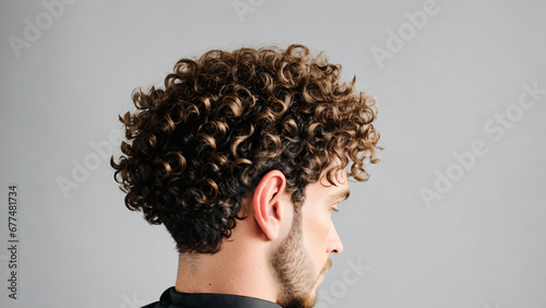 Man with curls on white background photo